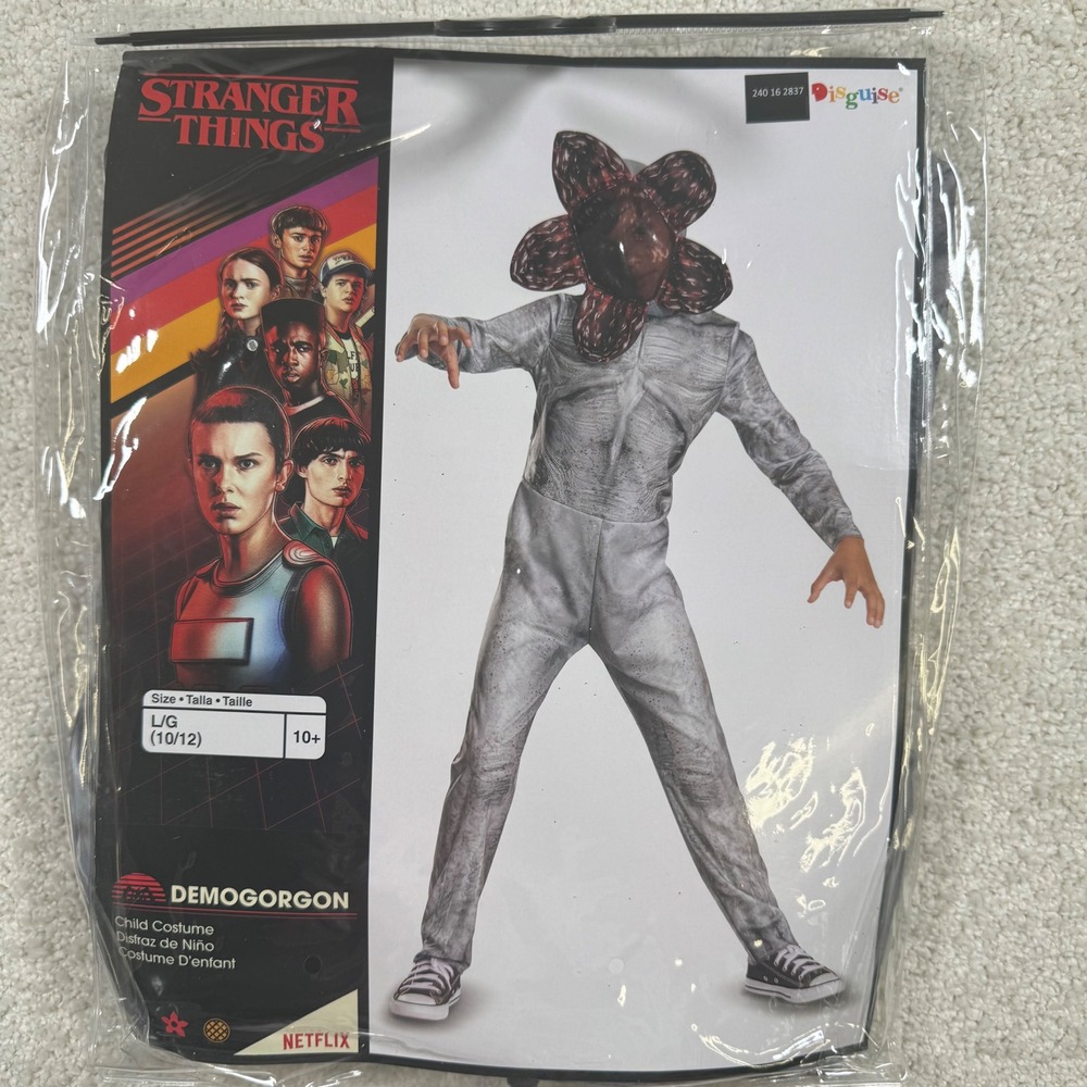 Disguise Stranger Things Demogorgon Costume Large 10/12 Kids Grey Jumpsuit